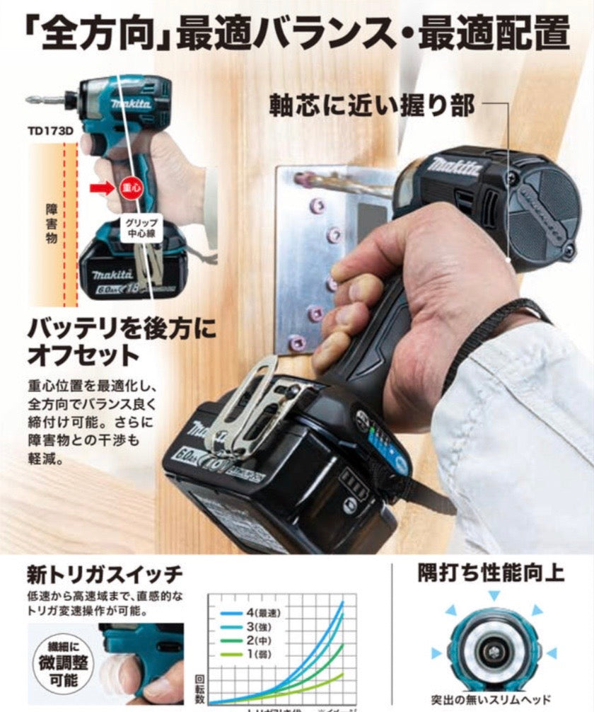 マキタ インパクトドライバー TD173DRGX 18vセット makita 新型 6.0Ah 互換 バッテリー 2個セット
