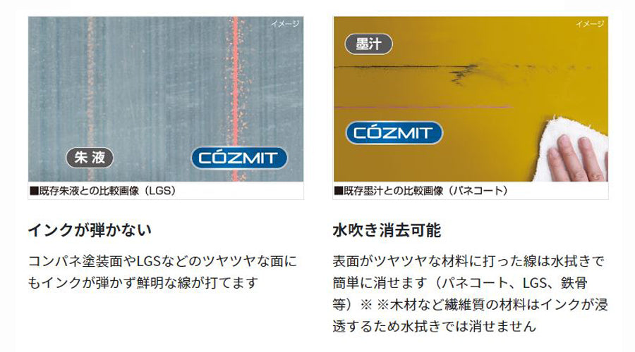 Tajima タジマ コズミット インク 白 WHITE COZMITINK-W 次世代マーカー 高発色ではっきりみえる作業線 大工 板金 屋根 壁 墨つぼ チョーク